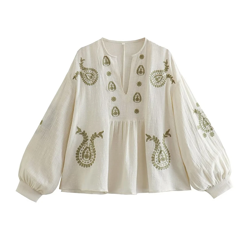 Embroidery Cotton Shirt - Neues, lockeres Baumwoll-Stickerei-Hemd für Damen, stilvolles,