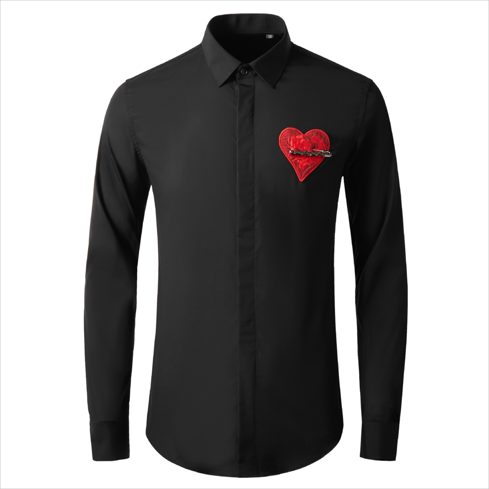 Embroidery Cotton Shirt - Marke Gestrickte Liebe Stickerei Hemd Männer