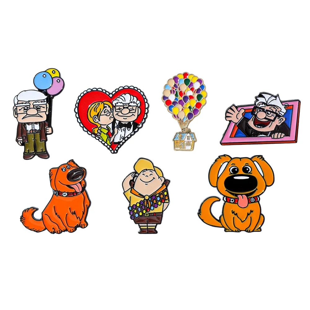Embroidery Bali - 7-teiliges Anime-Cartoon-Broschen-Set, Kreative Hunde- und Ballon-Emaille-Pins,
