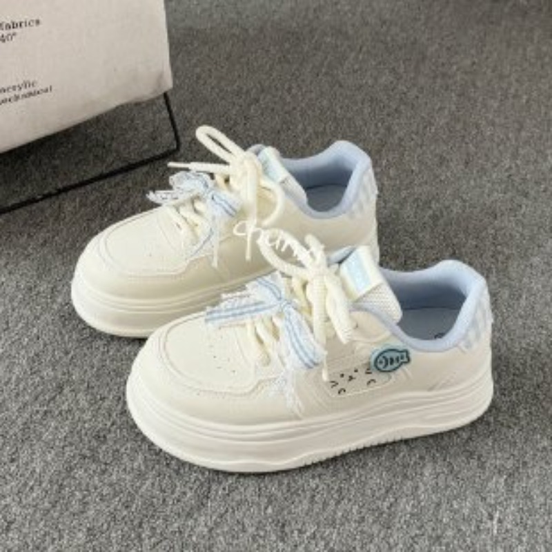 Embroidery Garments - Ins Koreanischer Stil Damen Weiße Plateau-Sneaker