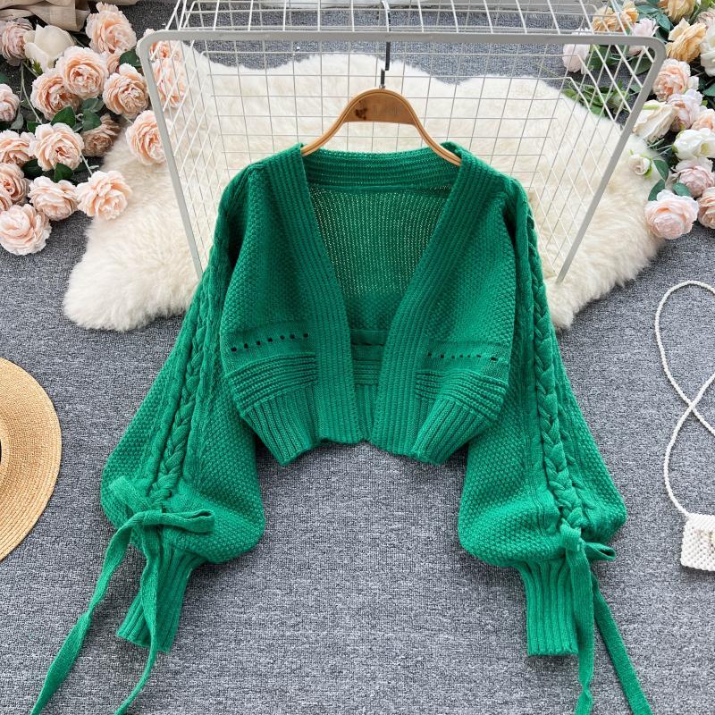 Grün Casual Acryl Stricken V-a – Embroidery Online Bewertung und Preis