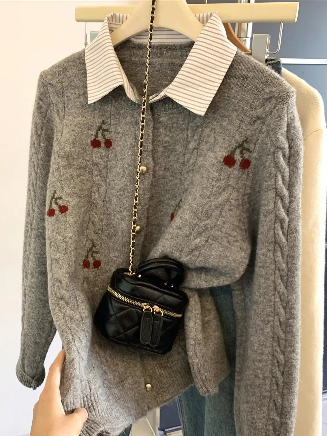 Damen Loser Strickpullover Man – Embroidery Rose Bewertung und Preis