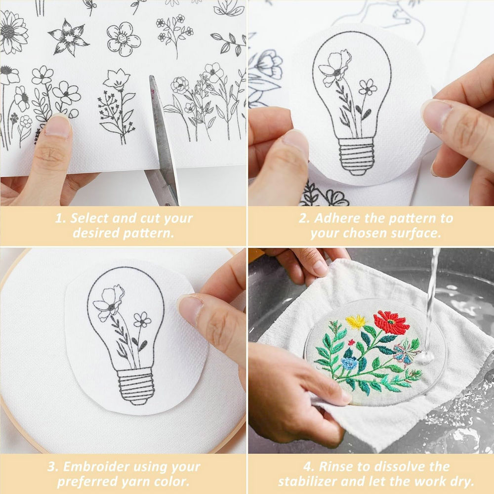 4 Blatt wasserlösliche Stickmu – Embroidery Meaning Bewertung und Preis