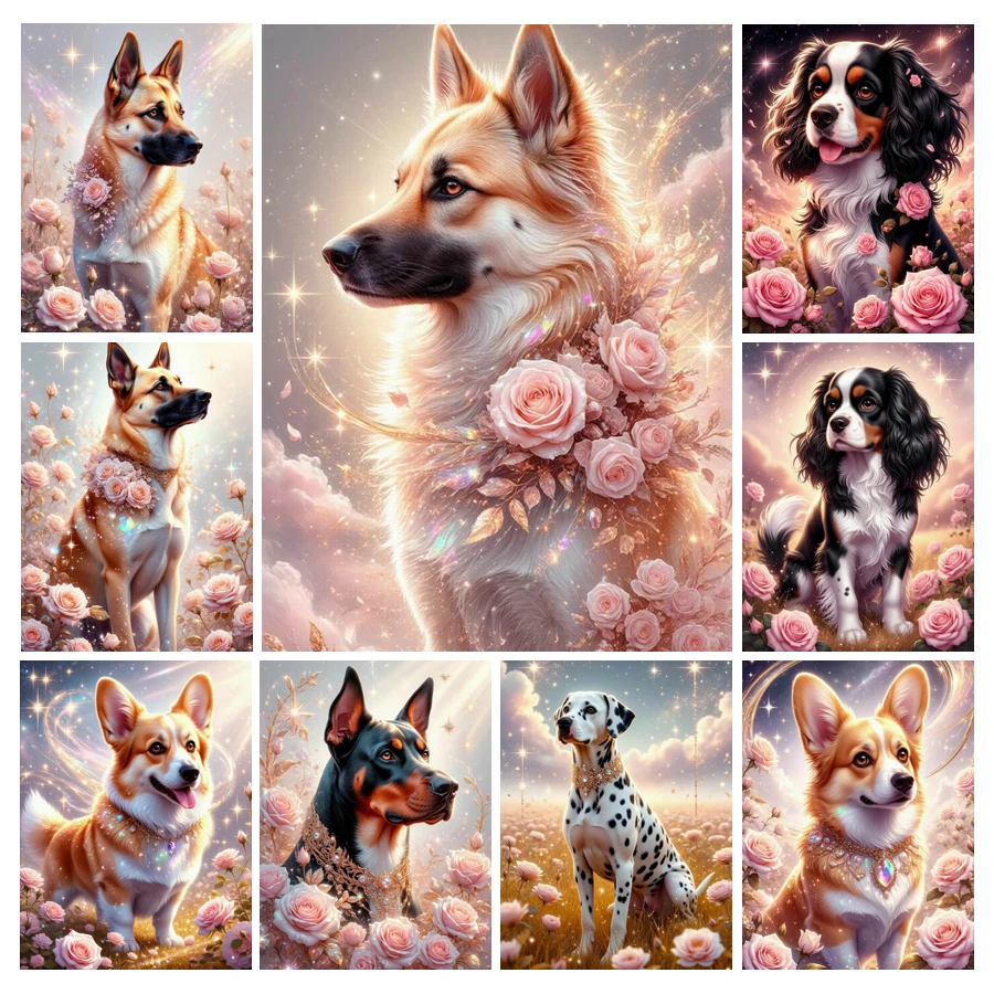 Niedlicher Hund und Blume Diam – Embroidery Rose Bewertung und Preis